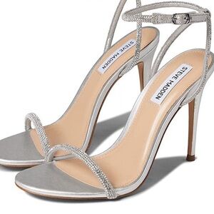 Steve Madden Metallic Silver Heels with Sparkling Accents